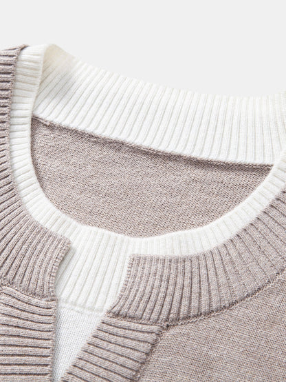 Long Sleeve Dual-Style Split Neck Sweater