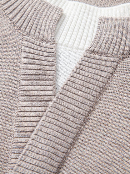 Long Sleeve Dual-Style Split Neck Sweater