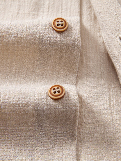 Textured Hooded Shirt with Linen Appearance