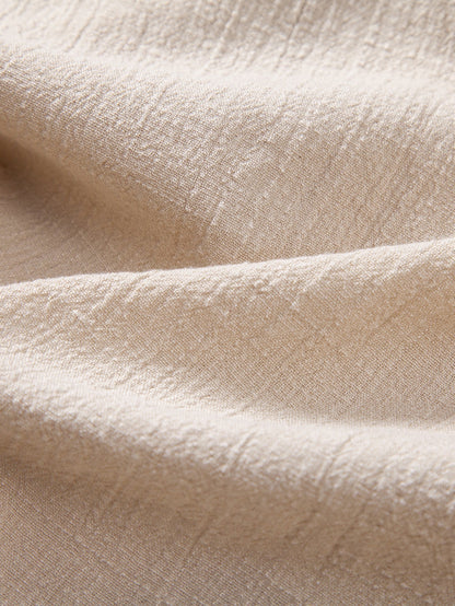 Textured Hooded Shirt with Linen Appearance
