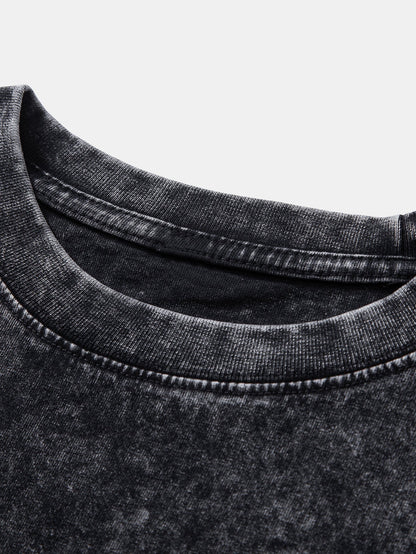 Casual Long Sleeve Washed Distressed Tee