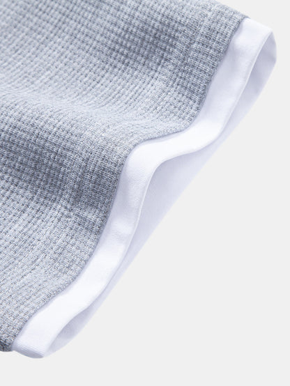 Comfortable 2-in-1 Waffle Knit Crew Neck T-Shirt