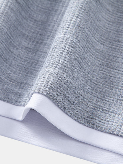 Comfortable 2-in-1 Waffle Knit Crew Neck T-Shirt