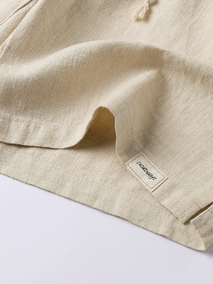 Drawstring Shorts in Linen-Cotton Blend