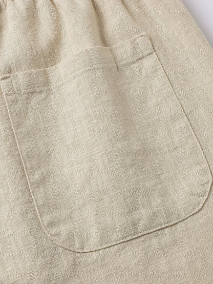 Drawstring Shorts in Linen-Cotton Blend