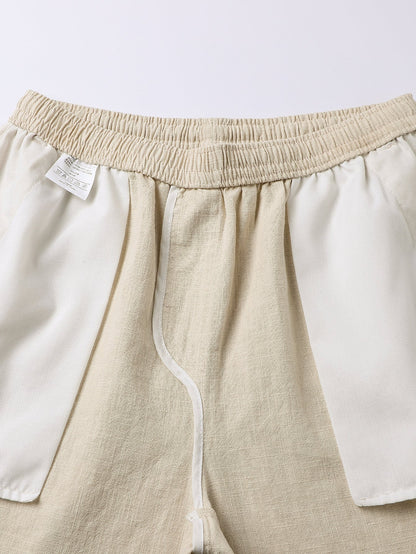 Drawstring Shorts in Linen-Cotton Blend