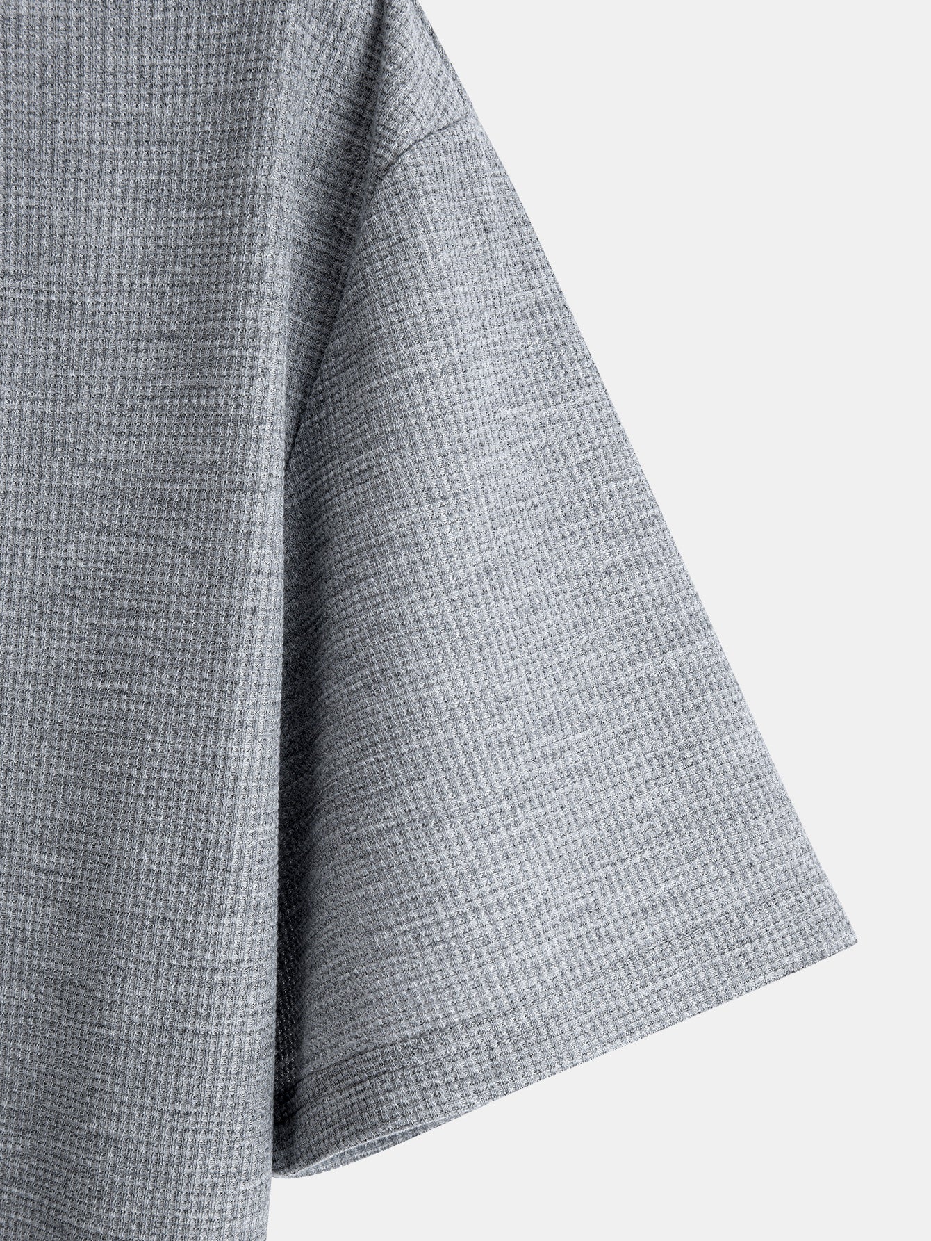 Comfortable 2-in-1 Notched Collar Waffle T-Shirt & Pleated Waffle Straight Leg Pants