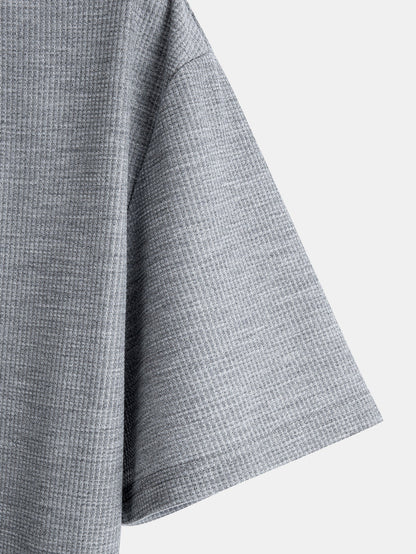 Comfortable 2-in-1 Waffle T-Shirt with Notched Collar