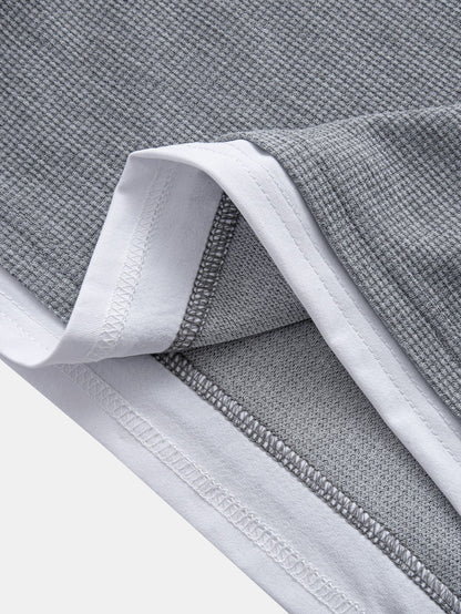 Comfortable 2-in-1 Waffle T-Shirt with Notched Collar