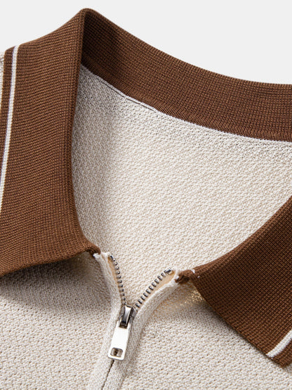 Two-Tone Zipper Knit Polo