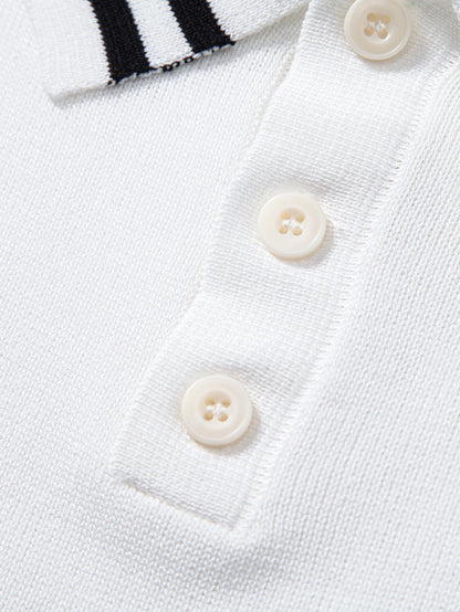 Twisted Jacquard Knit Polo with Contrast Trim & Slim Fit Tapered Trousers