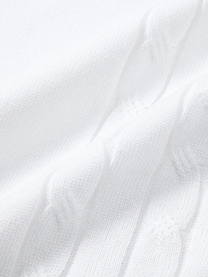 Twisted Jacquard Knit Polo with Contrast Trim