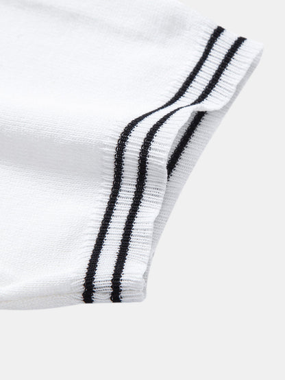 Twisted Jacquard Knit Polo with Contrast Trim