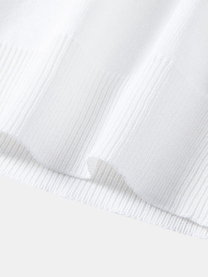 Twisted Jacquard Knit Polo with Contrast Trim