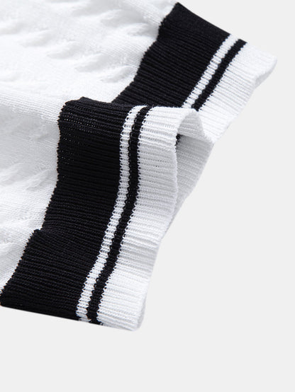 Textured Knit Polo with Contrast Trim and Johnny Collar