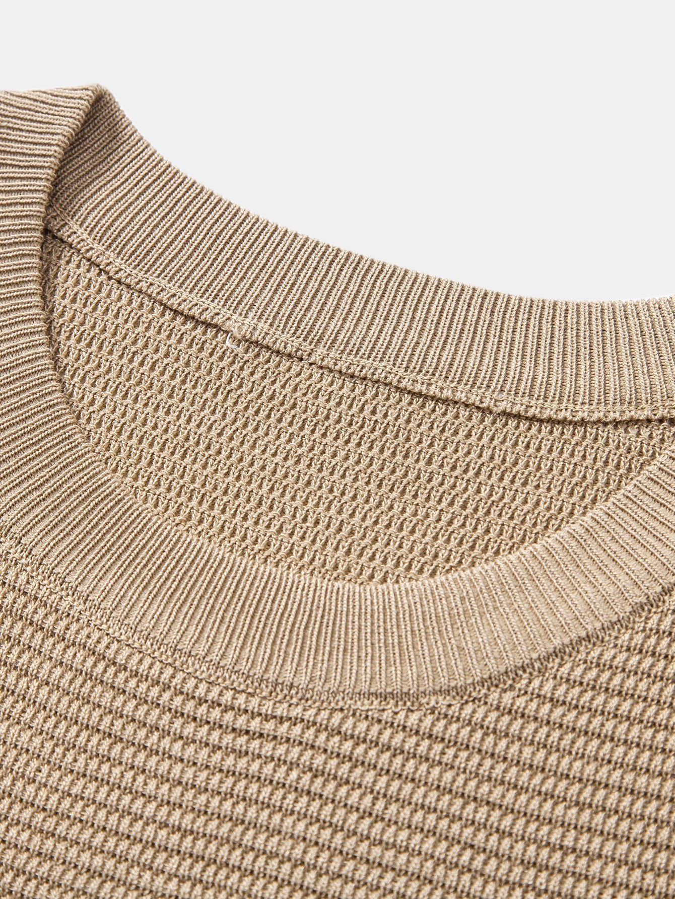 Ribbed Knit T-Shirt with Contrast Stripe Trim