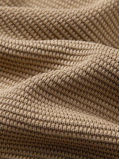 Ribbed Knit T-Shirt with Contrast Stripe Trim