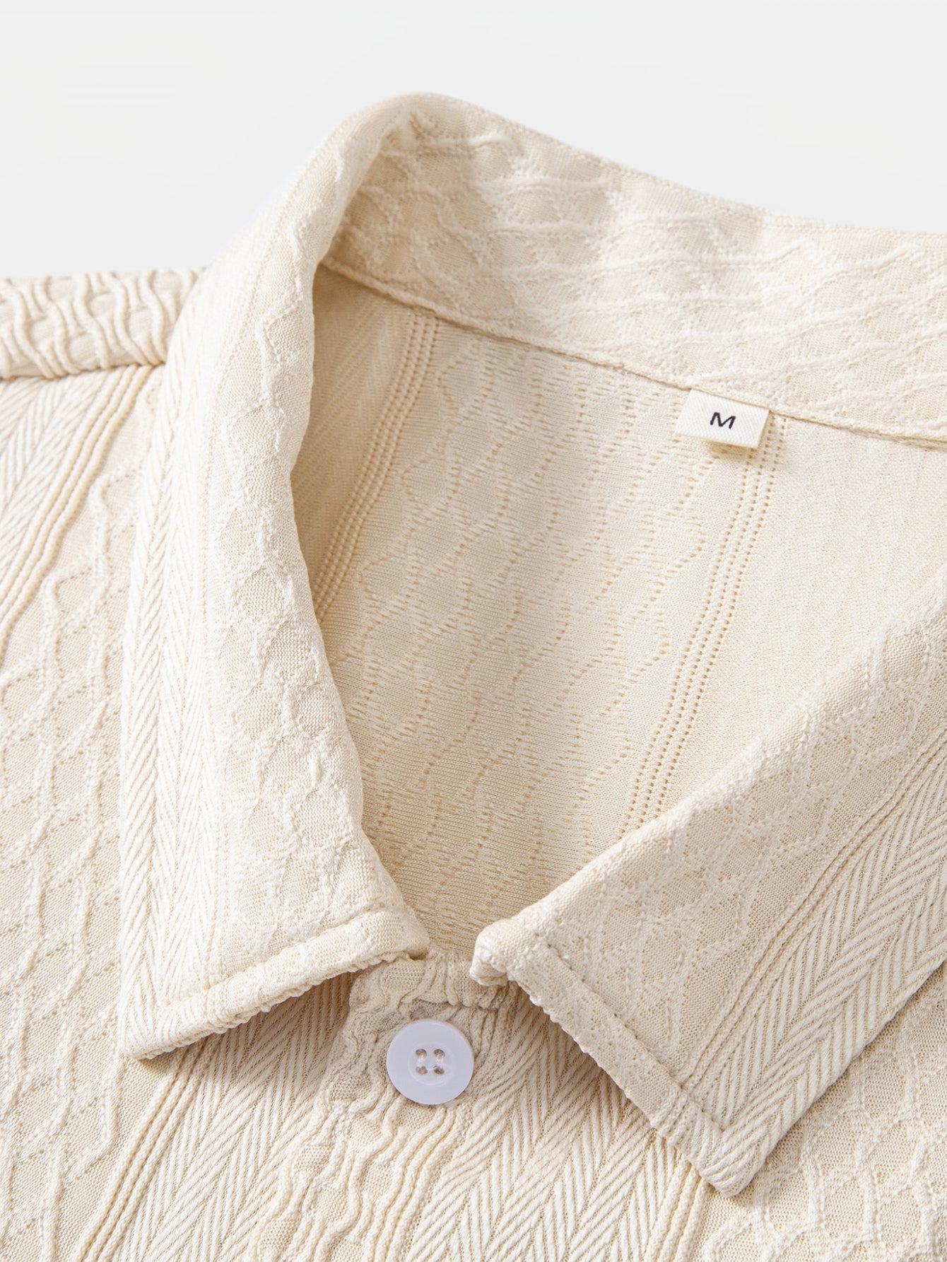 Geometric Patterned Jacquard Button-Up Shirt