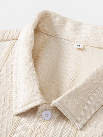 Geometric Patterned Jacquard Button-Up Shirt