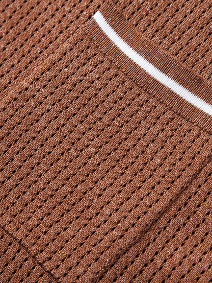 Johnny Collar Knit Polo with Contrast Stripe Trim and Pocket
