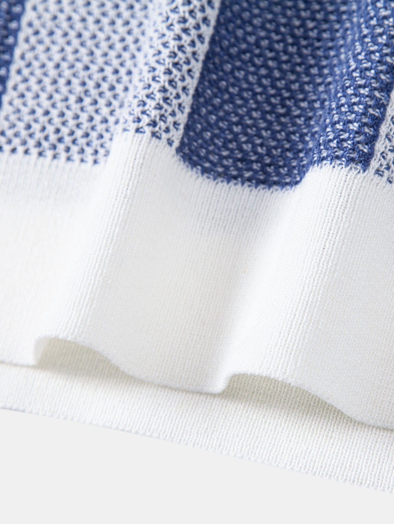 Crocheted Zipper Knit Polo with Checkerboard Design