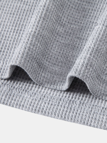 Dual-Function Waffle Henley Top