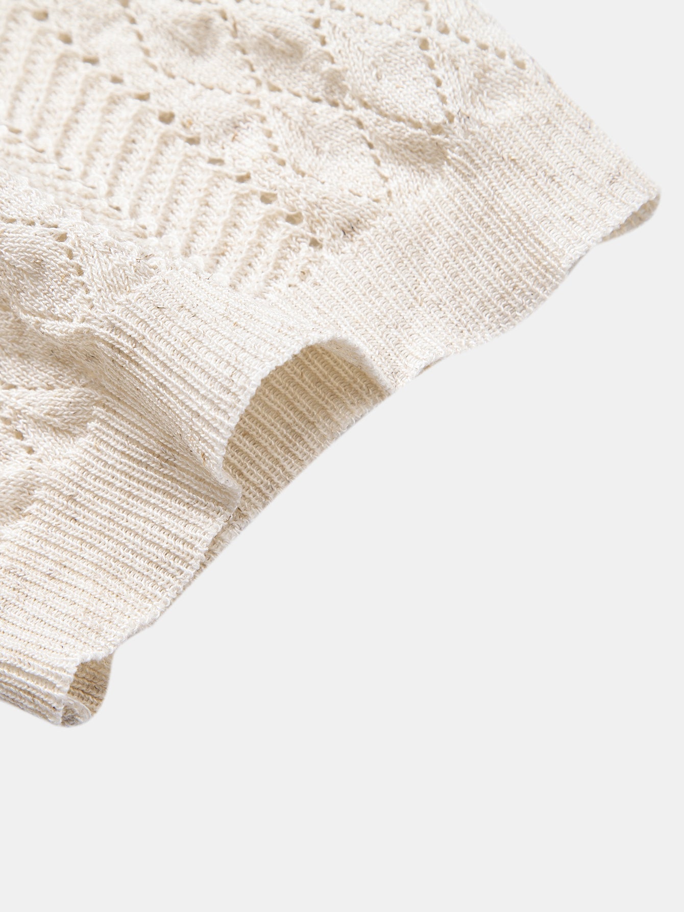 Open Knit Polo with Geometric Design