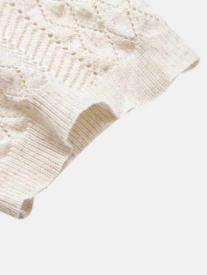 Open Knit Polo with Geometric Design