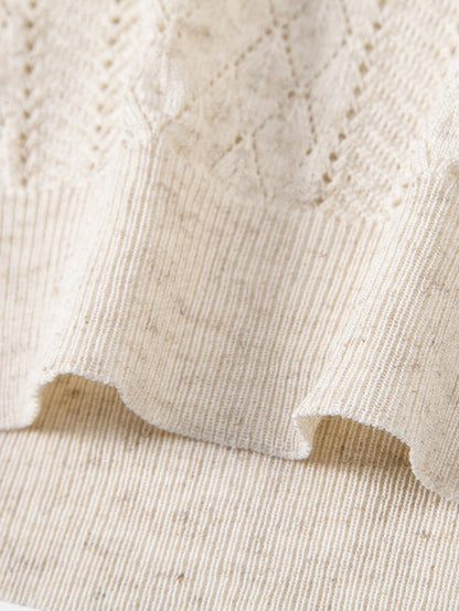 Open Knit Polo with Geometric Design
