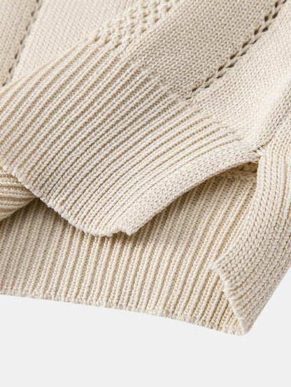 Johnny Collar Striped Knit Polo with Open Weave