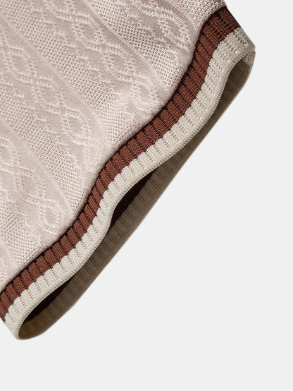 Textured Knit Polo with Contrast Trim & Slim Fit Tapered Trousers
