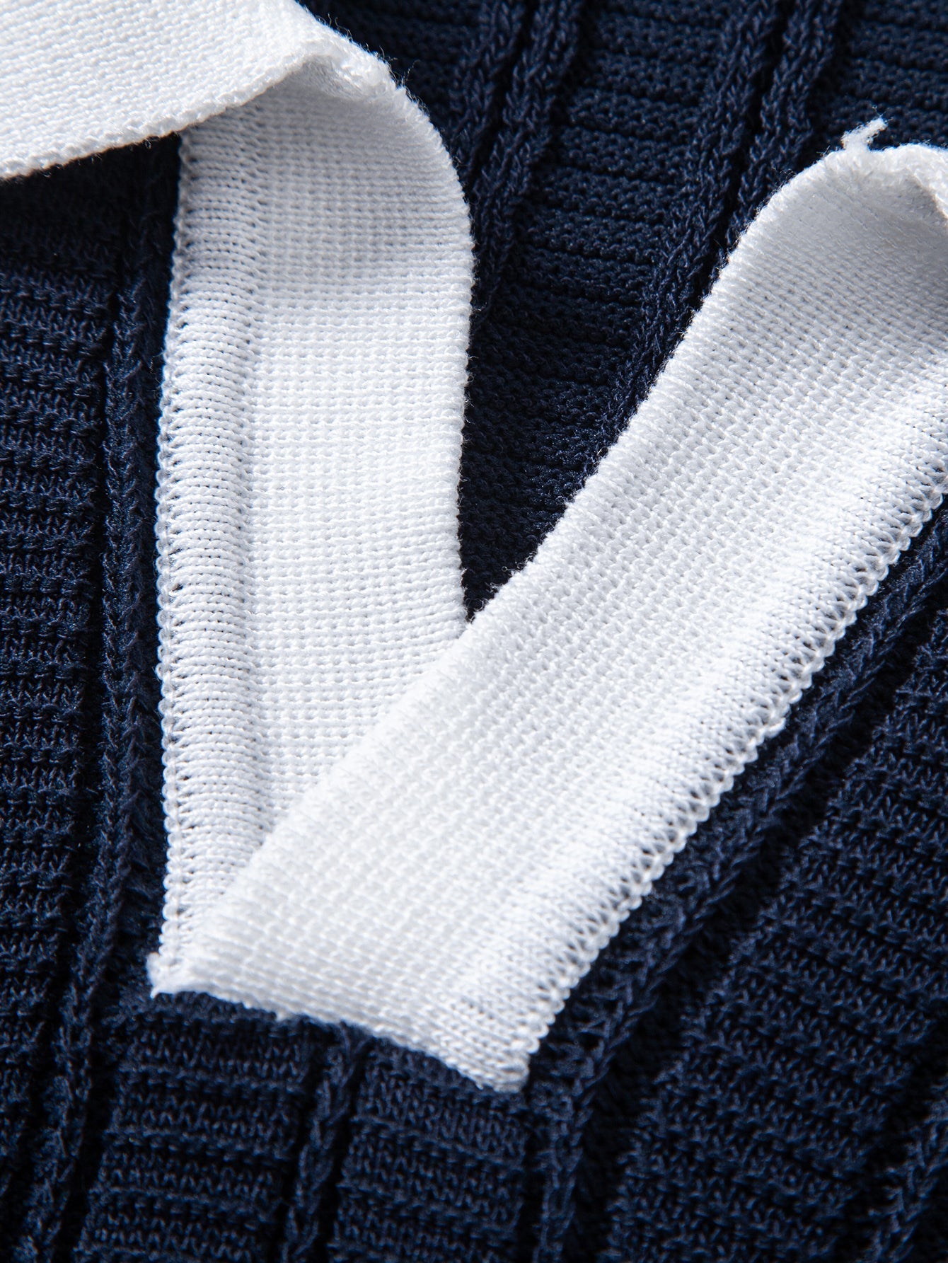 Textured Contrast Johnny Collar Knit Polo with Drawstring Waffle Knit Pants