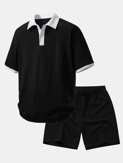 Relaxed Fit Contrast Cotton Polo & 7" Cotton Drawstring Shorts