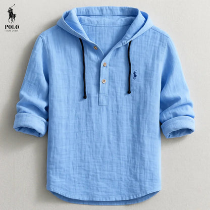 Luxury Linen-Cotton Hooded Shirt