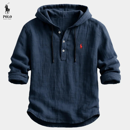 Luxury Linen-Cotton Hooded Shirt