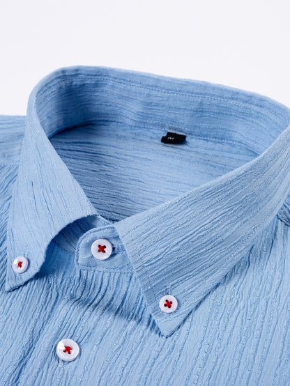 Button-Up Crinkle Shirt with Long Sleeves