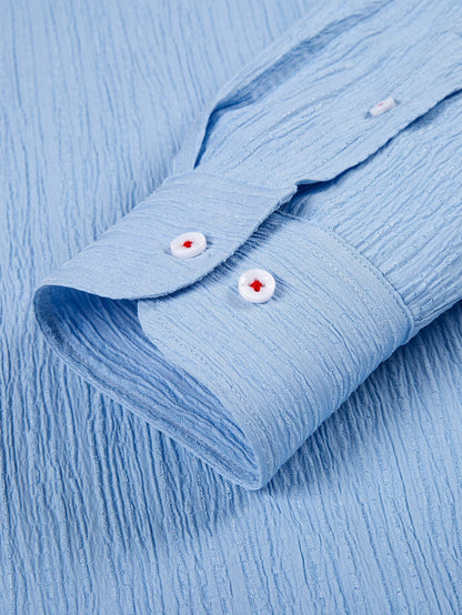 Button-Up Crinkle Shirt with Long Sleeves